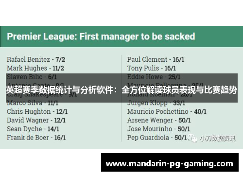 英超赛季数据统计与分析软件：全方位解读球员表现与比赛趋势