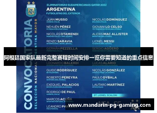 阿根廷国家队最新完整赛程时间安排一览你需要知道的重点信息